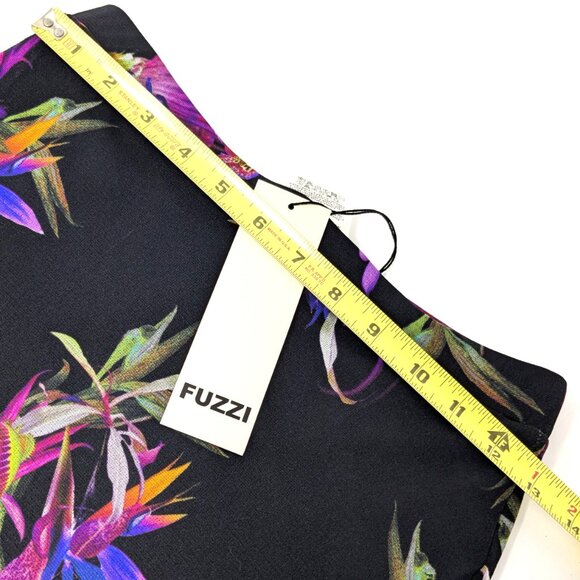 FUZZI Italy Black Floral Mesh Skirt NWT Small Pink Bird Paradise Ruffle Maxi - Picture 12 of 16